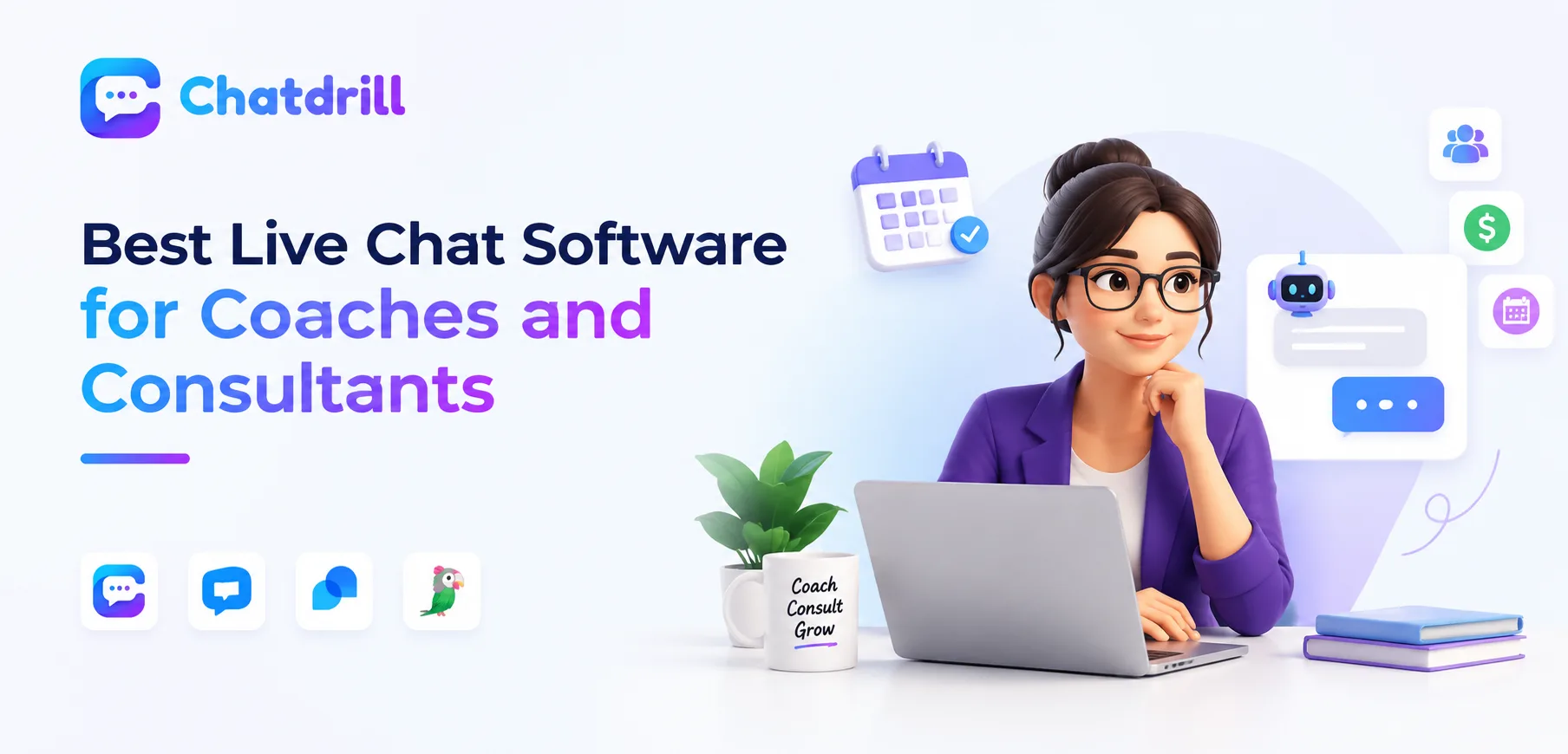 A coach using live chat software to communicate with a prospective client