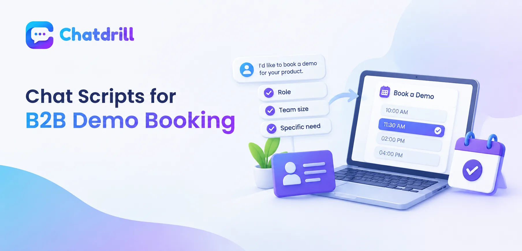 A live chat conversation booking a B2B product demo