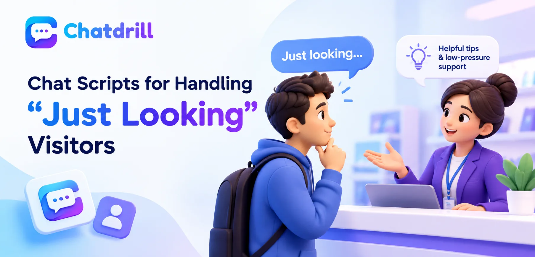 A live chat conversation respectfully engaging a browsing website visitor