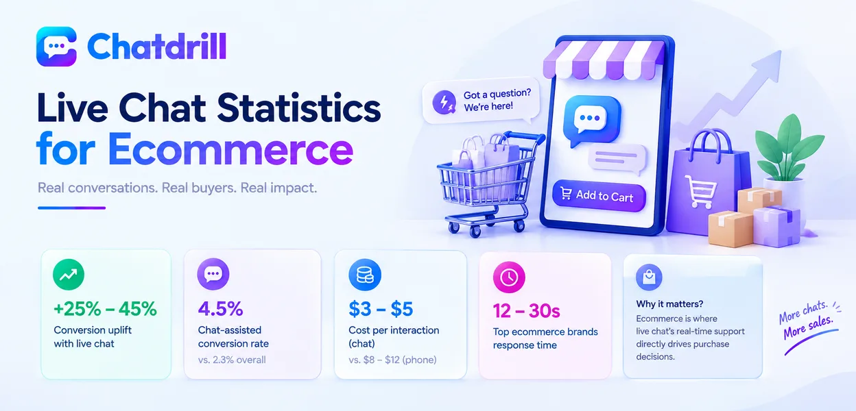 A chart showing live chat statistics specific to ecommerce businesses