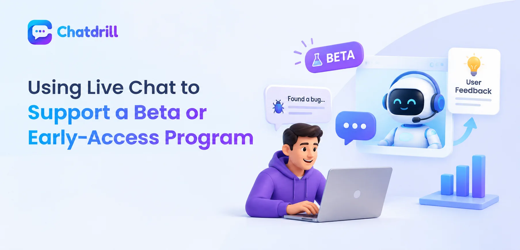 A live chat conversation supporting a beta tester with product feedback
