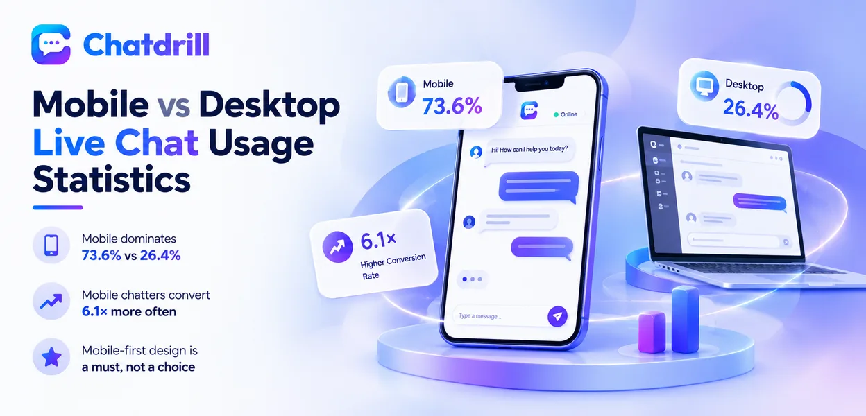 A chart comparing mobile and desktop live chat usage statistics