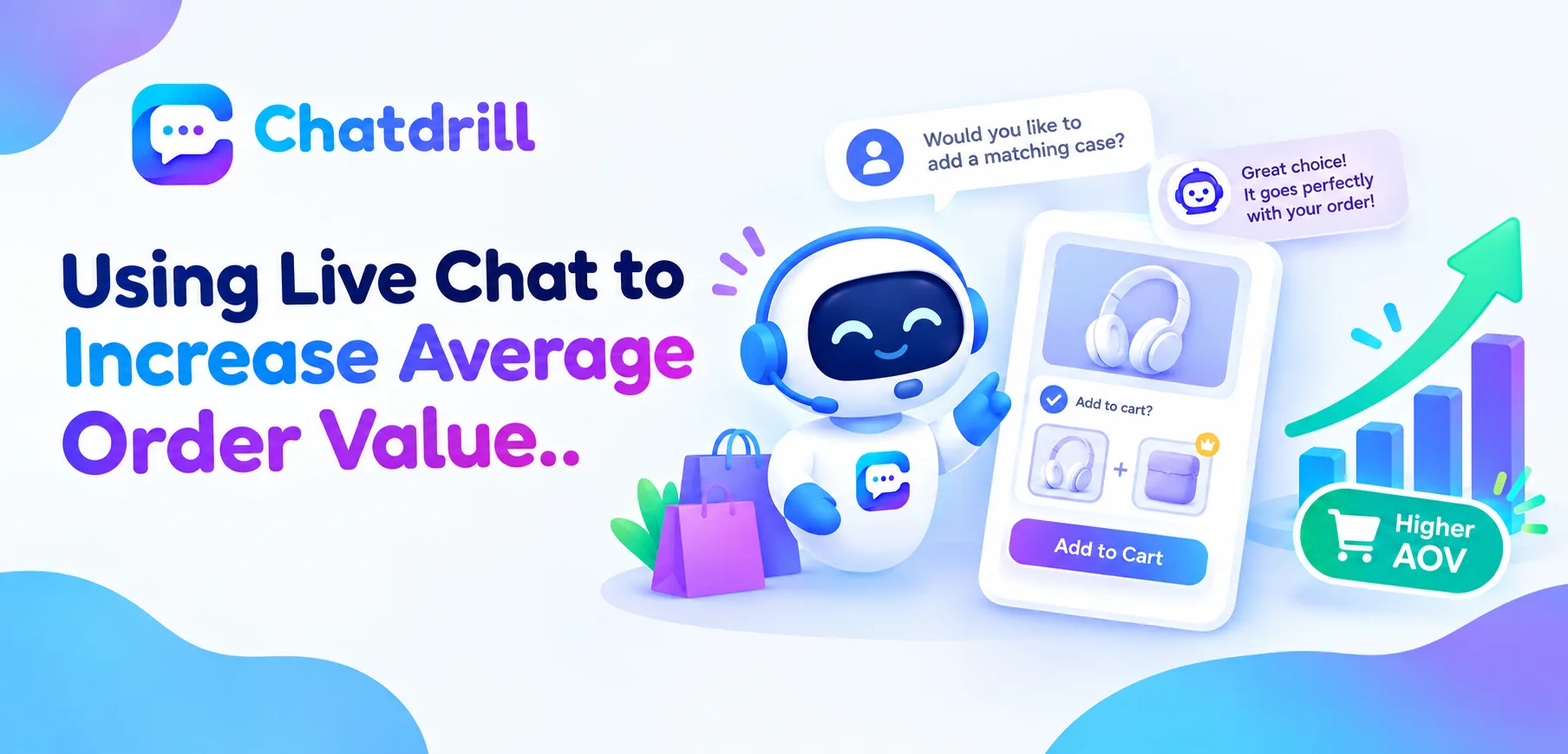 A live chat conversation suggesting a relevant product upgrade to increase order value