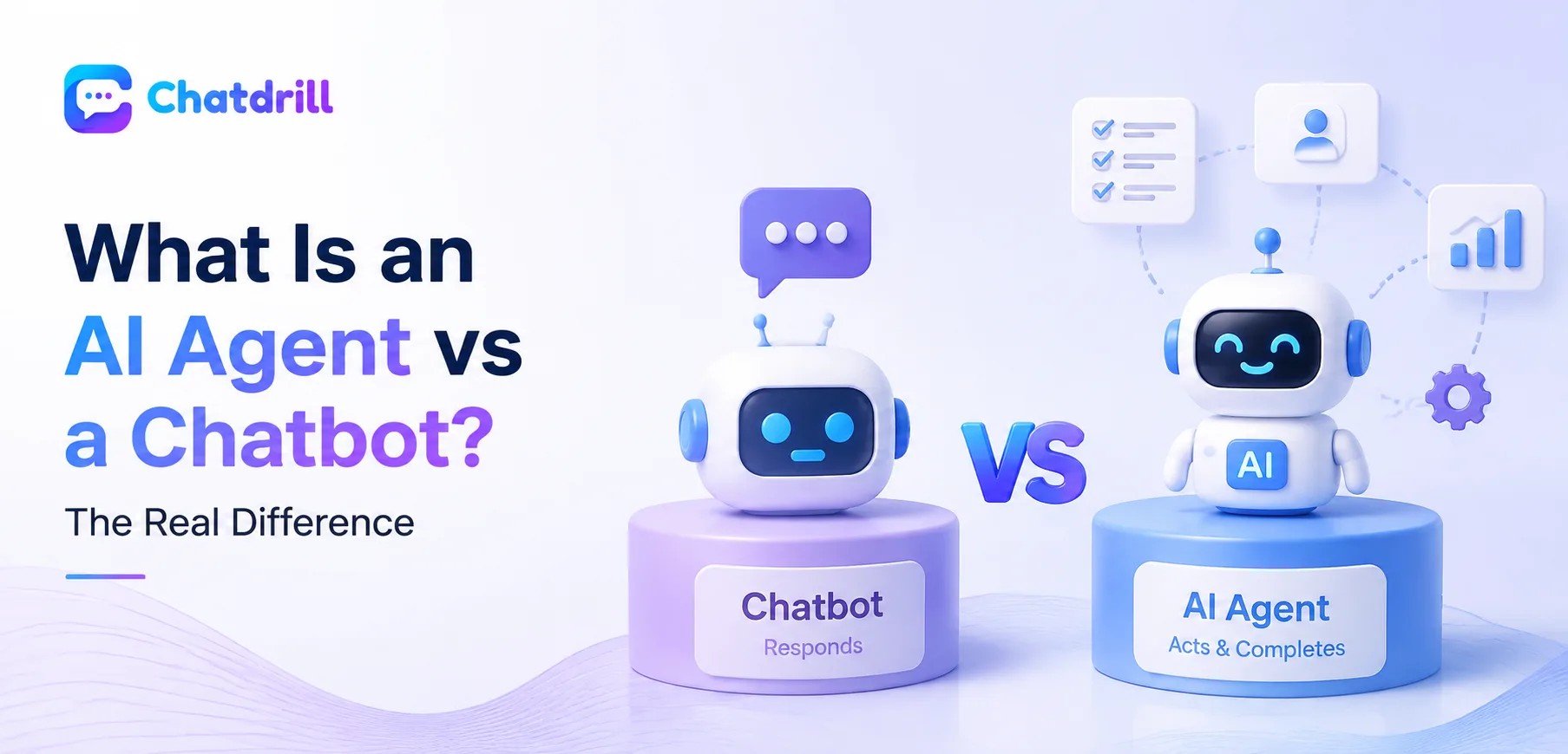 A diagram comparing an AI agent and a traditional chatbot
