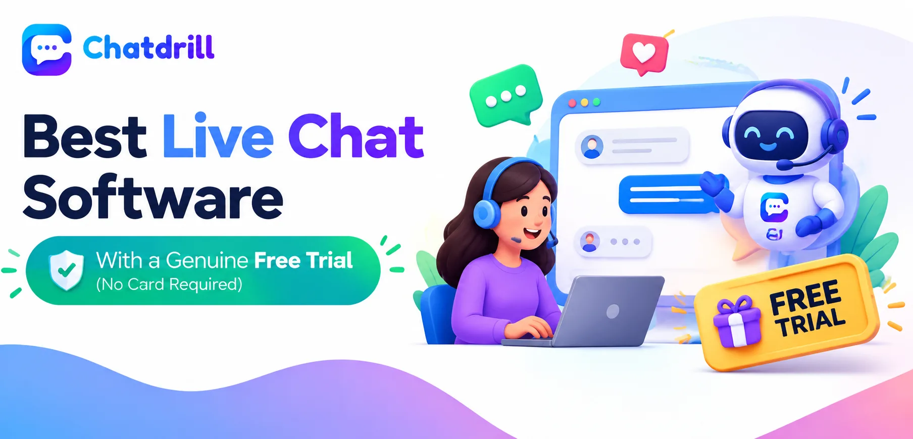 A business evaluating a live chat software free trial without a credit card