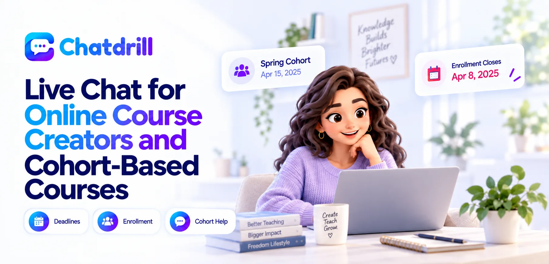 A live chat conversation helping a student enroll before a cohort deadline