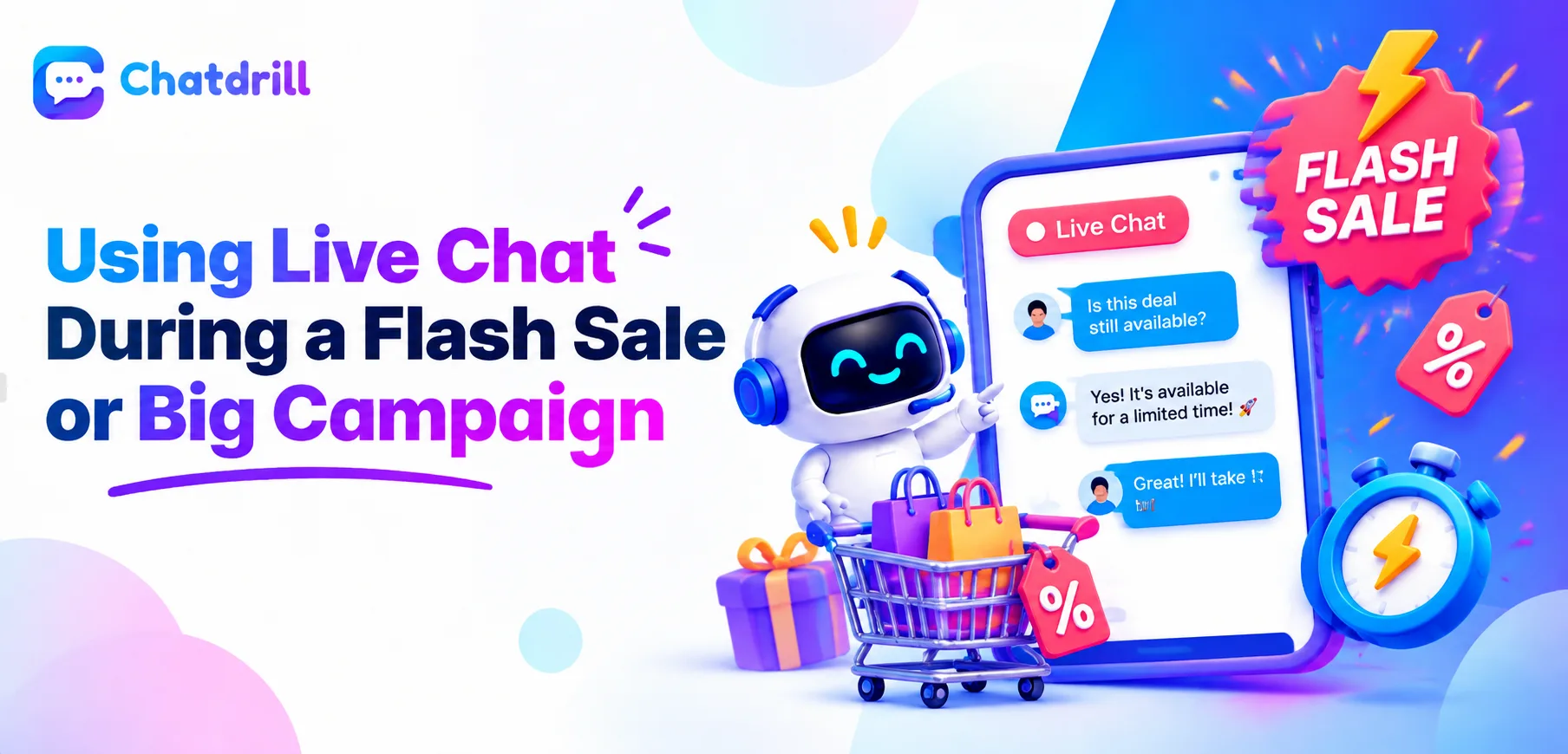 A live chat conversation supporting a customer during a flash sale