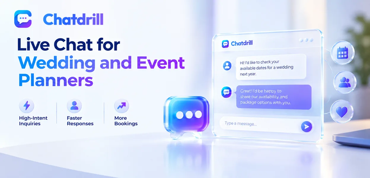 A live chat conversation with a wedding planner discussing event availability