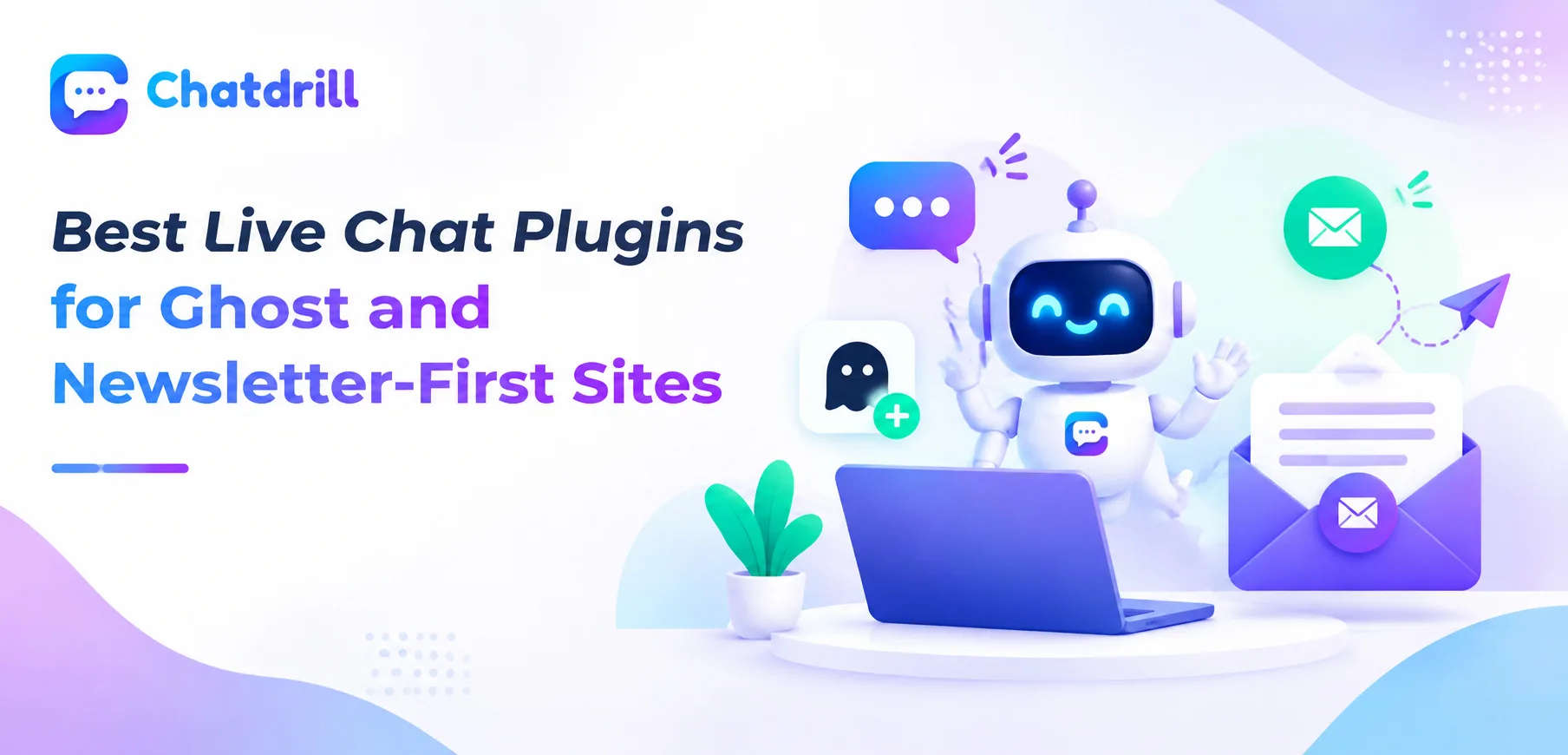 A live chat widget embedded on a Ghost CMS newsletter website