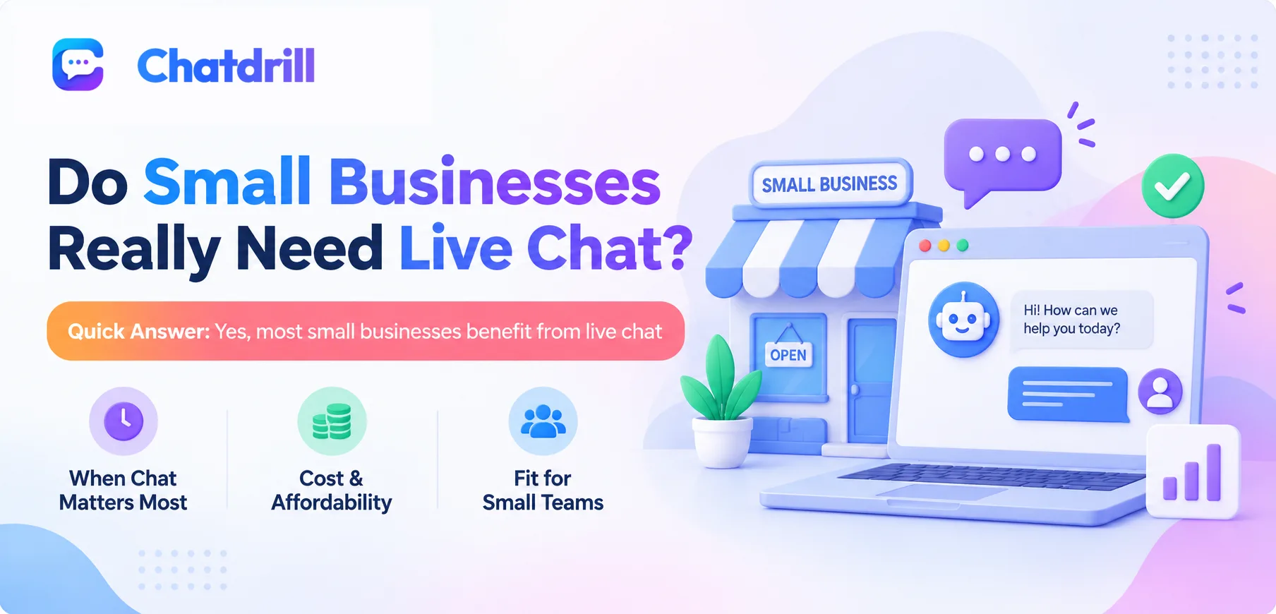 A small business owner using live chat to talk with a customer