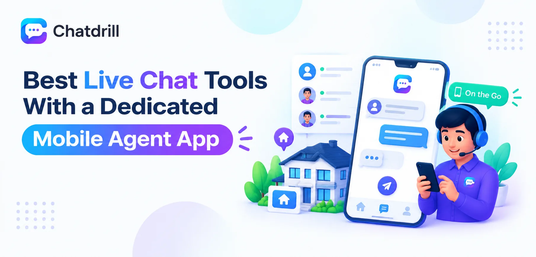 A support agent using a dedicated mobile app to respond to chat conversations